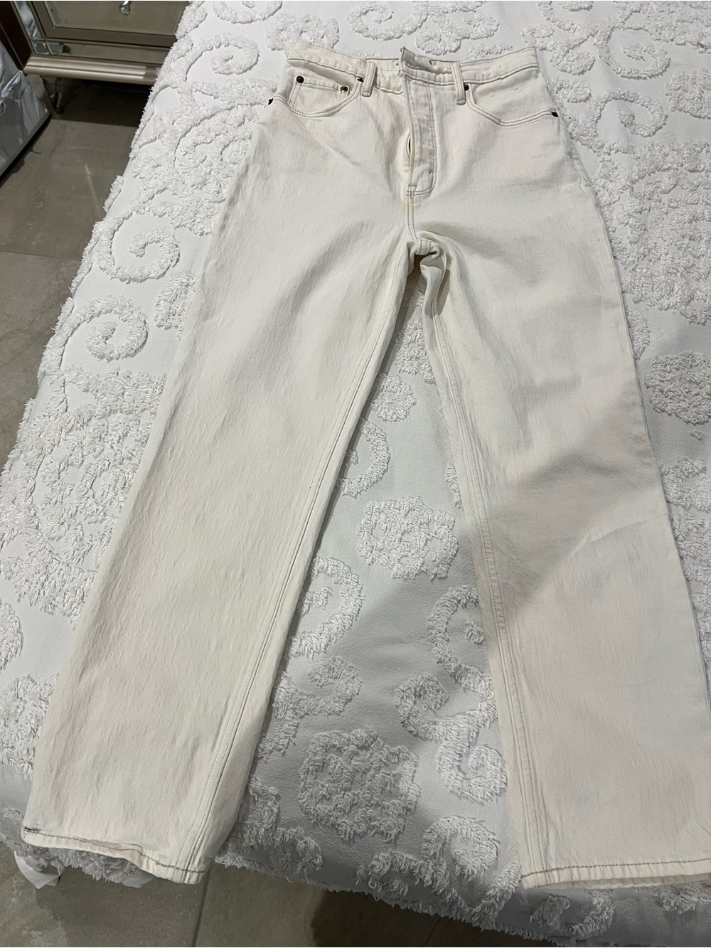 Abercrombie & Fitch Ankle Straight Ultra High Rise Cream Jeans Size 29/8 Regular